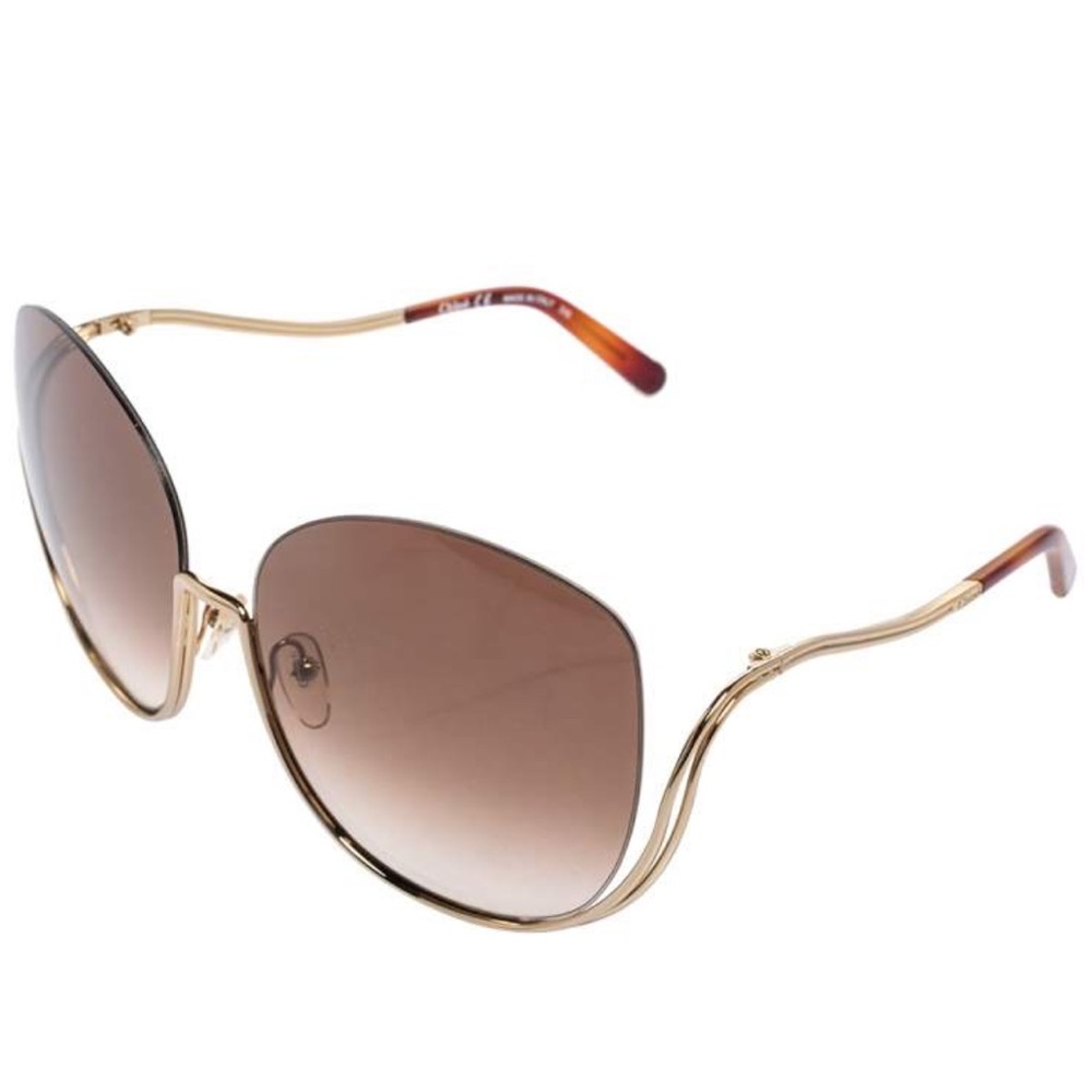 Chloe Gold Brown Oversized Sunglasses